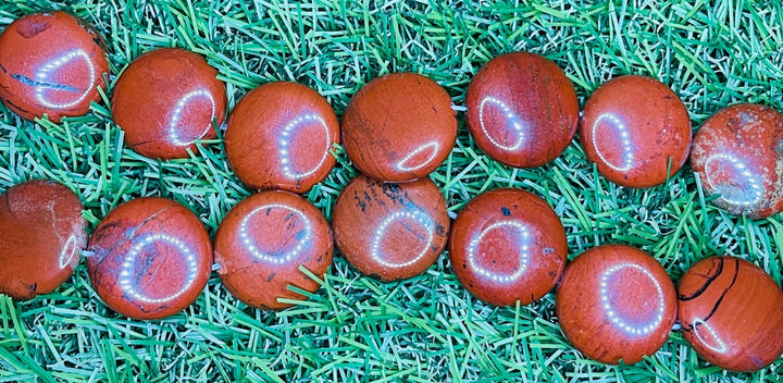 Lot de 5 Perles naturelles en Jaspe rouge rond (20 mm) - Les bijoux de Théa