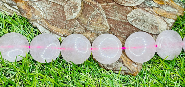 Lot de 5 Perles naturelles en Quartz rose rond (20 mm) - Les bijoux de Théa