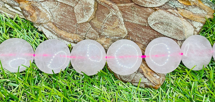Lot de 5 Perles naturelles en Quartz rose rond (20 mm) - Les bijoux de Théa
