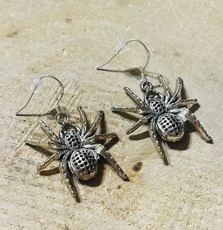 Paire de boucles d’oreilles Argent 925 avec Araignée - Les bijoux de Théa