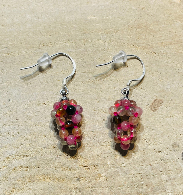 Paire de Boucles d’oreilles Argent 925 en forme de grappe de raisin en Tourmaline - Les bijoux de Théa