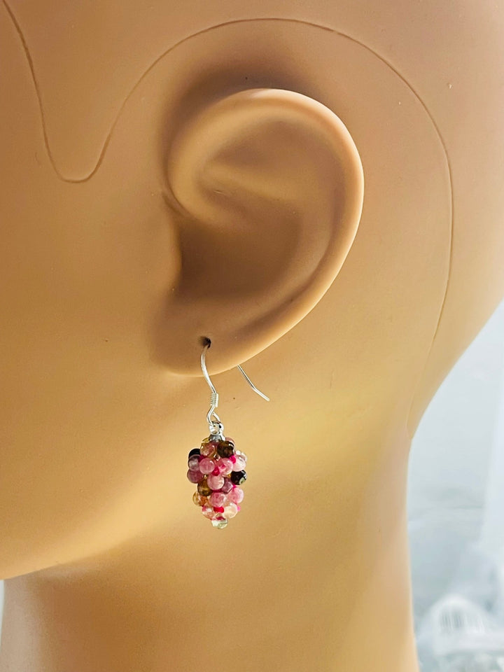 Paire de Boucles d’oreilles Argent 925 en forme de grappe de raisin en Tourmaline - Les bijoux de Théa