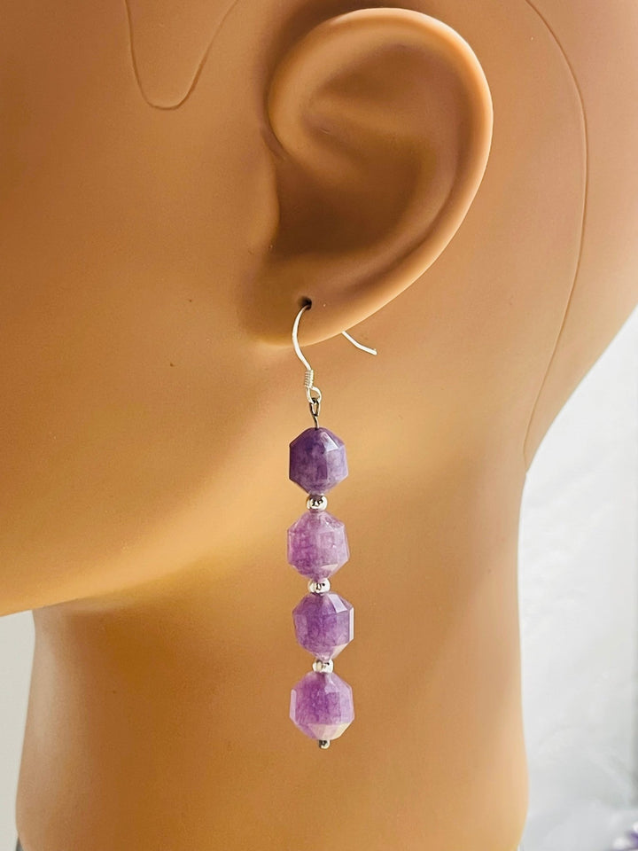 Paire de Boucles d’oreilles Argent 925 pendante en Améthyste - Les bijoux de Théa