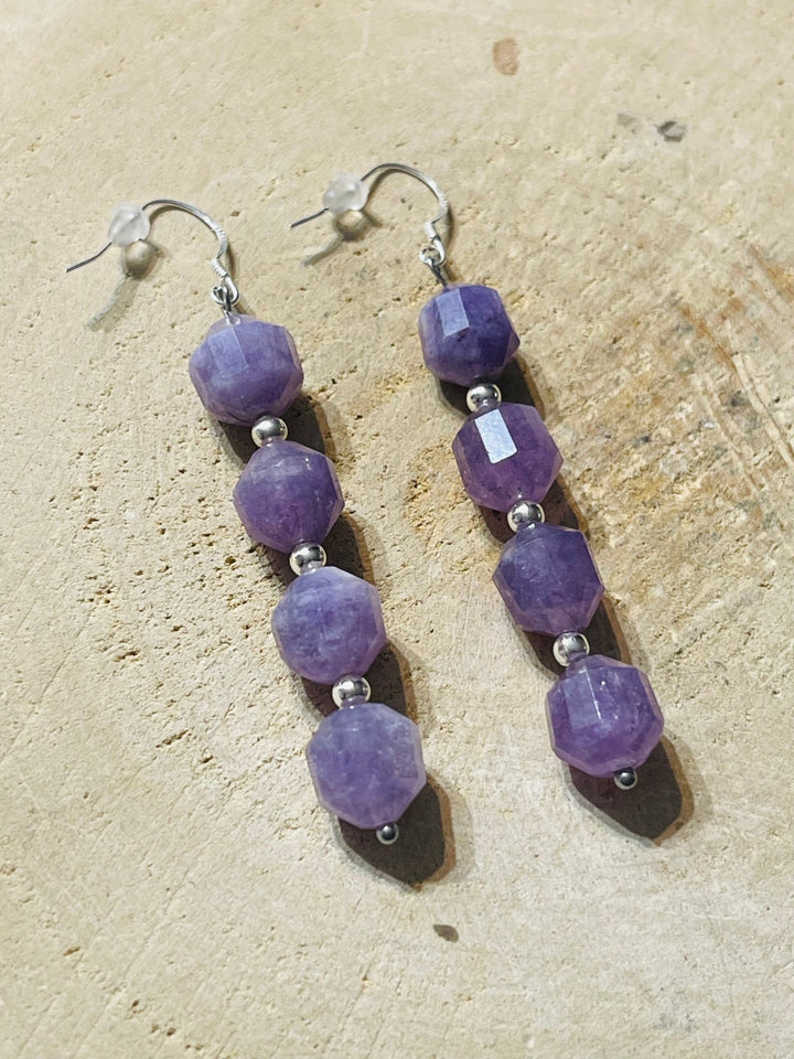 Paire de Boucles d’oreilles Argent 925 pendante en Améthyste - Les bijoux de Théa