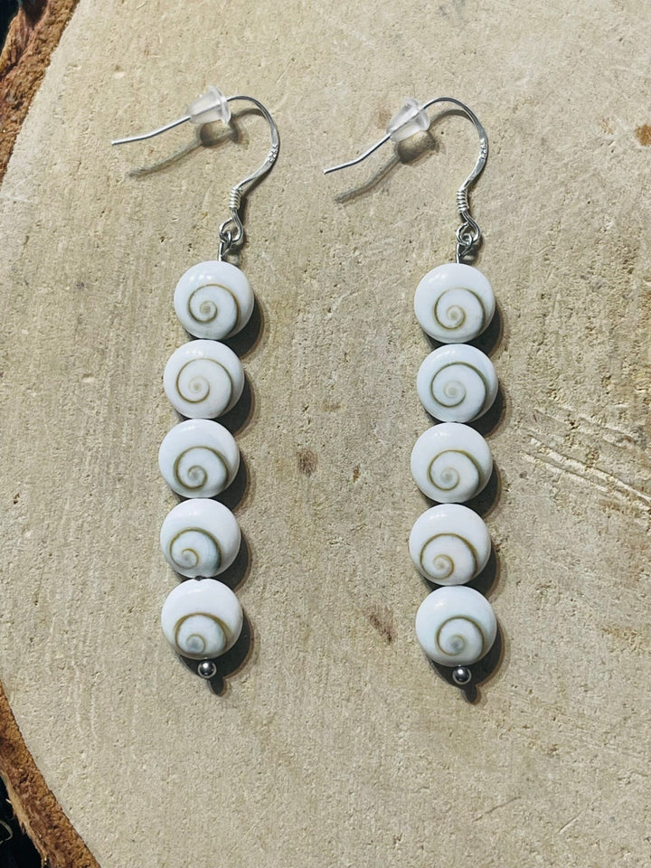 Paire de Boucles d’oreilles Argent 925 pendante et d’ Oeil de Sainte Lucie / Shiva en 8 mm - Les bijoux de Théa
