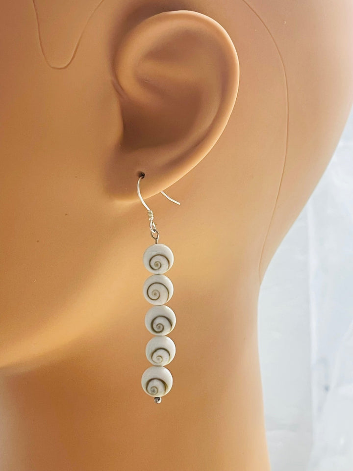 Paire de Boucles d’oreilles Argent 925 pendante et d’ Oeil de Sainte Lucie / Shiva en 8 mm - Les bijoux de Théa
