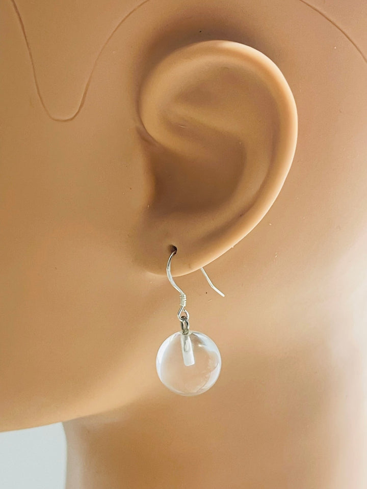 Paire de boucles d’oreilles crochet argent 925 sertie de Cristal de roche - Les bijoux de Théa