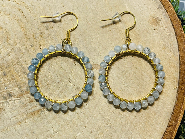 Paire de boucles d’oreilles en Aigue marine - Les bijoux de Théa