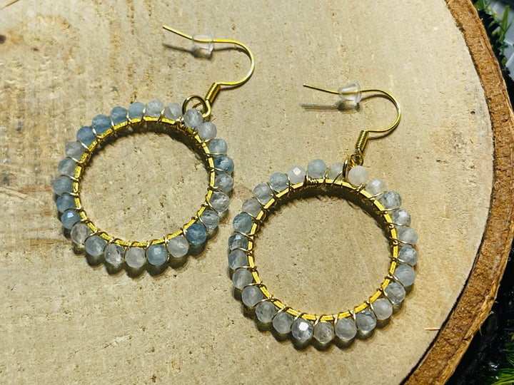 Paire de boucles d’oreilles en Aigue marine - Les bijoux de Théa