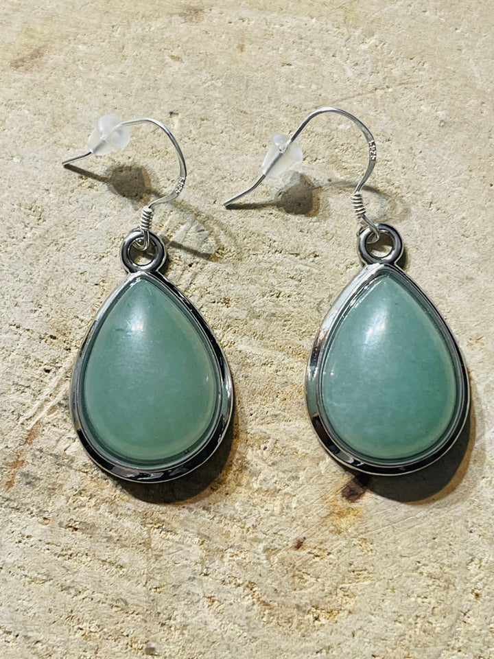 Paire de Boucles d’oreilles en Argent 925 et en Aventurine verte - Les bijoux de Théa