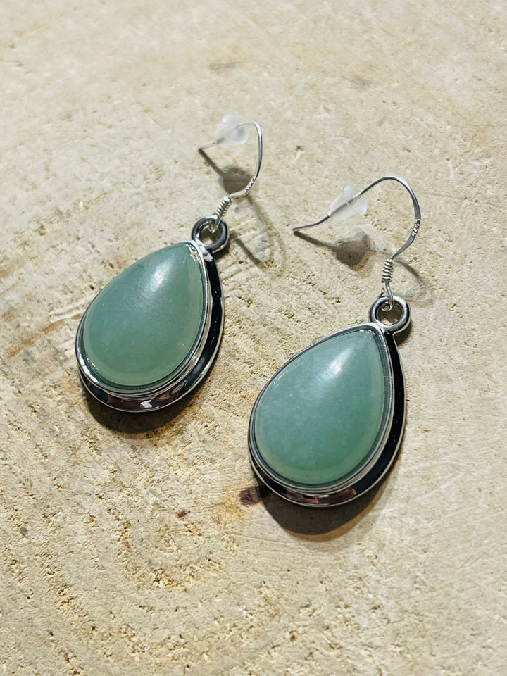 Paire de Boucles d’oreilles en Argent 925 et en Aventurine verte - Les bijoux de Théa