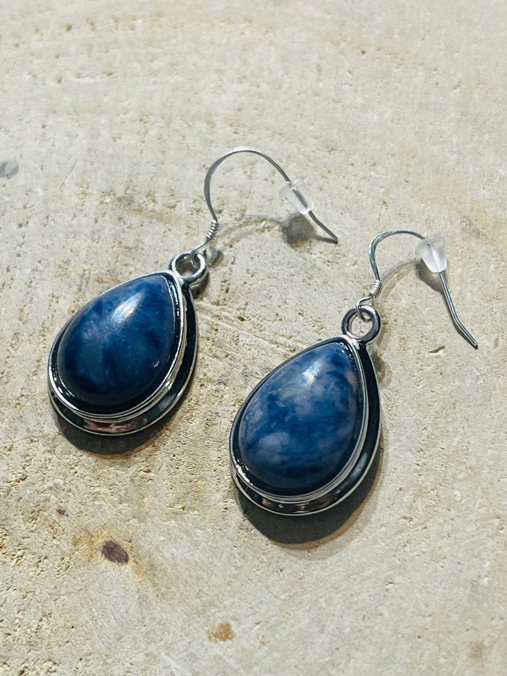 Paire de Boucles d’oreilles en Argent 925 et en Sodalite - Les bijoux de Théa