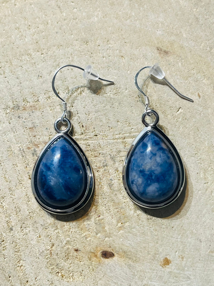Paire de Boucles d’oreilles en Argent 925 et en Sodalite - Les bijoux de Théa