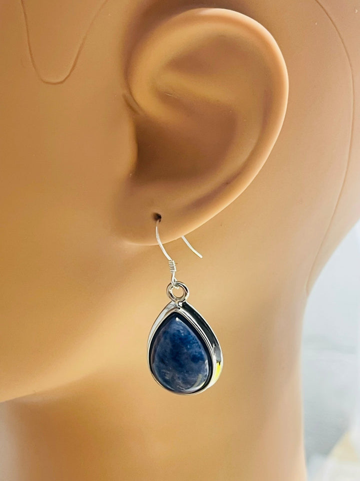 Paire de Boucles d’oreilles en Argent 925 et en Sodalite - Les bijoux de Théa