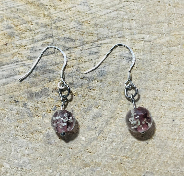 Paire de boucles d'oreilles en Argent 925 et perles Lumineuses violettes roses - Les bijoux de Théa