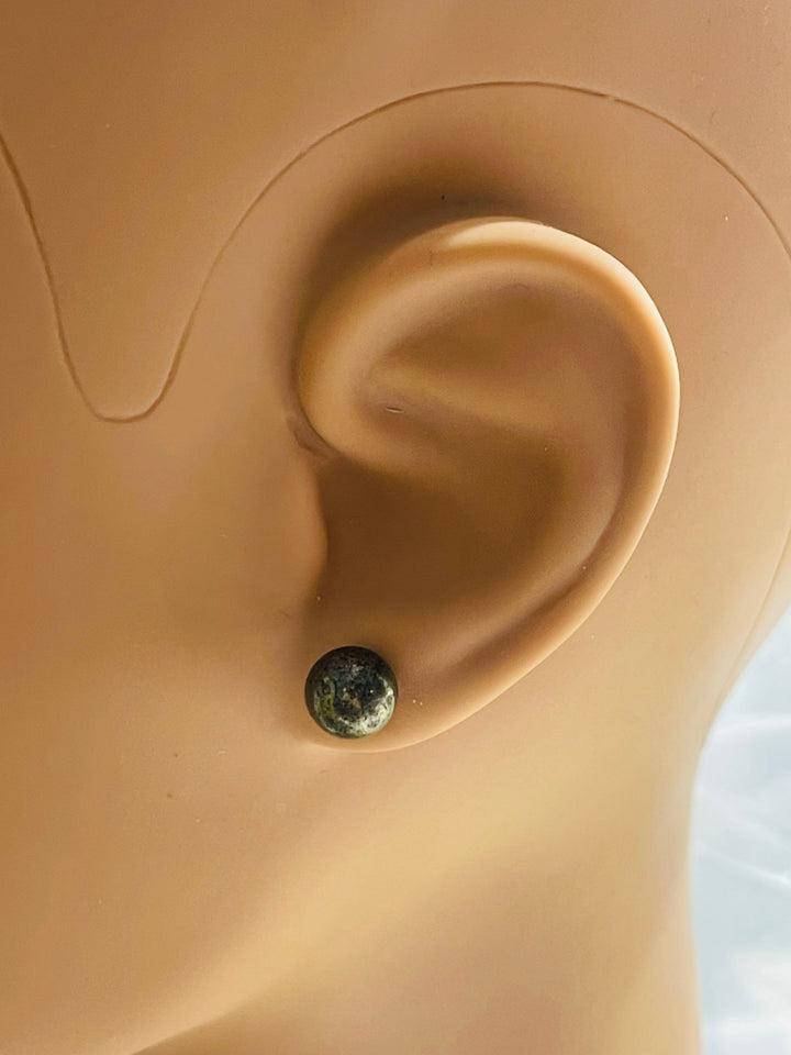 Paire de boucles d’oreilles en Argent 925 sertie de Pyrite 8 mm - Les bijoux de Théa