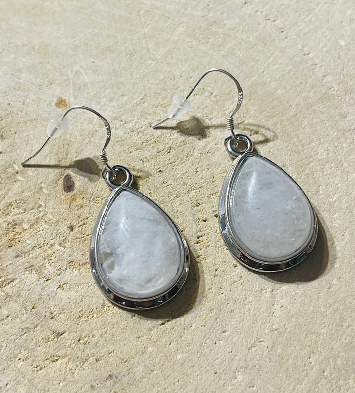 Paire de Boucles d’oreilles en Cristal de roche et Argent 925 - Les bijoux de Théa