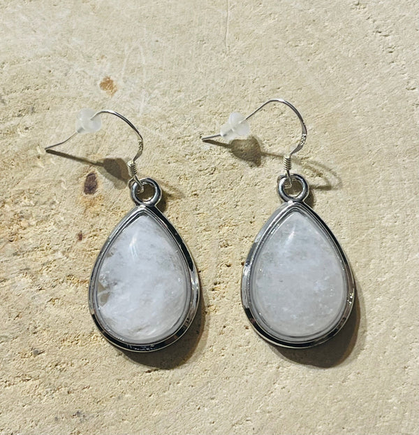 Paire de Boucles d’oreilles en Cristal de roche et Argent 925 - Les bijoux de Théa