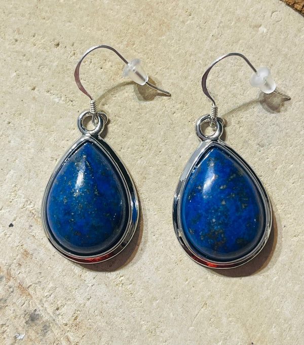 Paire de Boucles d’oreilles en Lapis lazuli et Argent 925 - Les bijoux de Théa