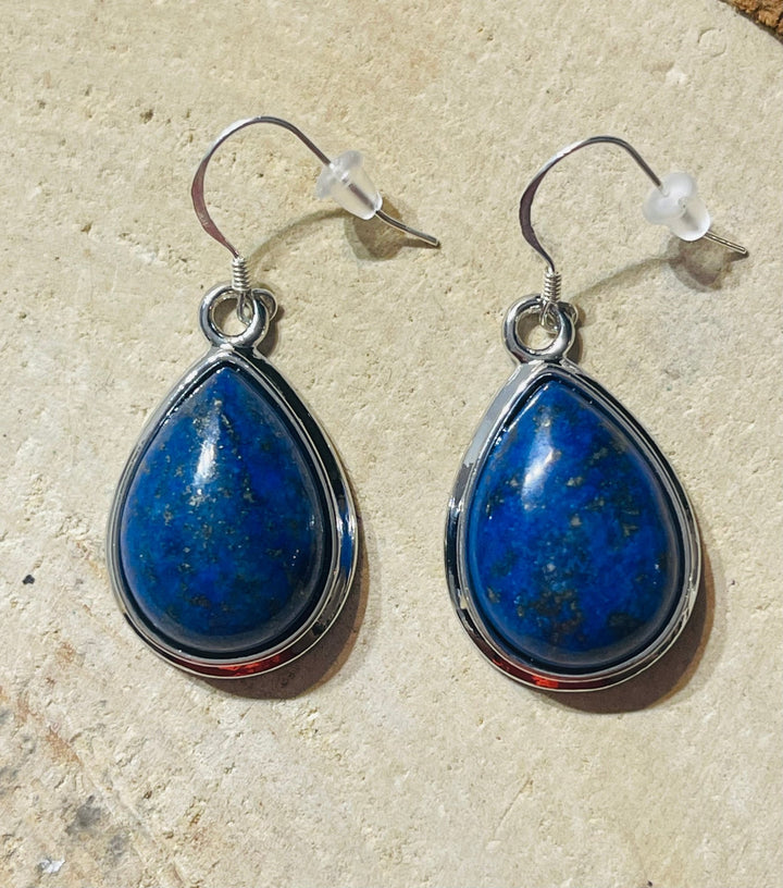Paire de Boucles d’oreilles en Lapis lazuli et Argent 925 - Les bijoux de Théa