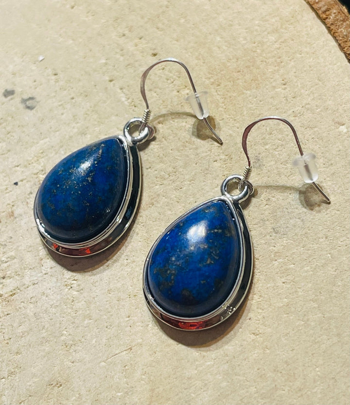 Paire de Boucles d’oreilles en Lapis lazuli et Argent 925 - Les bijoux de Théa