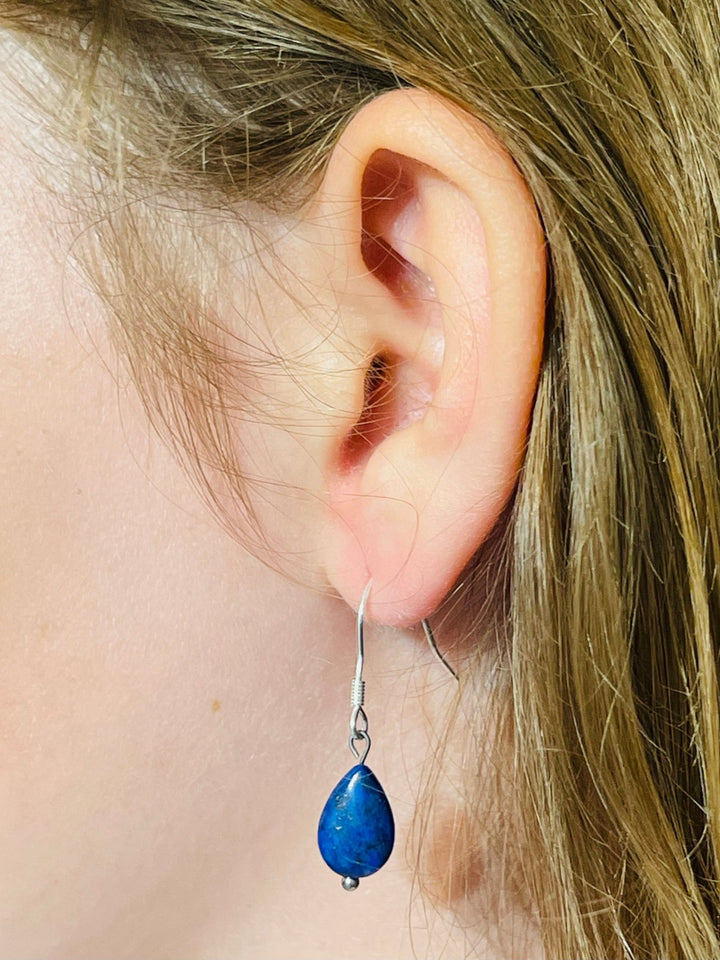Paire de Boucles d’oreilles en Lapis lazuli et Argent 925 - Les bijoux de Théa