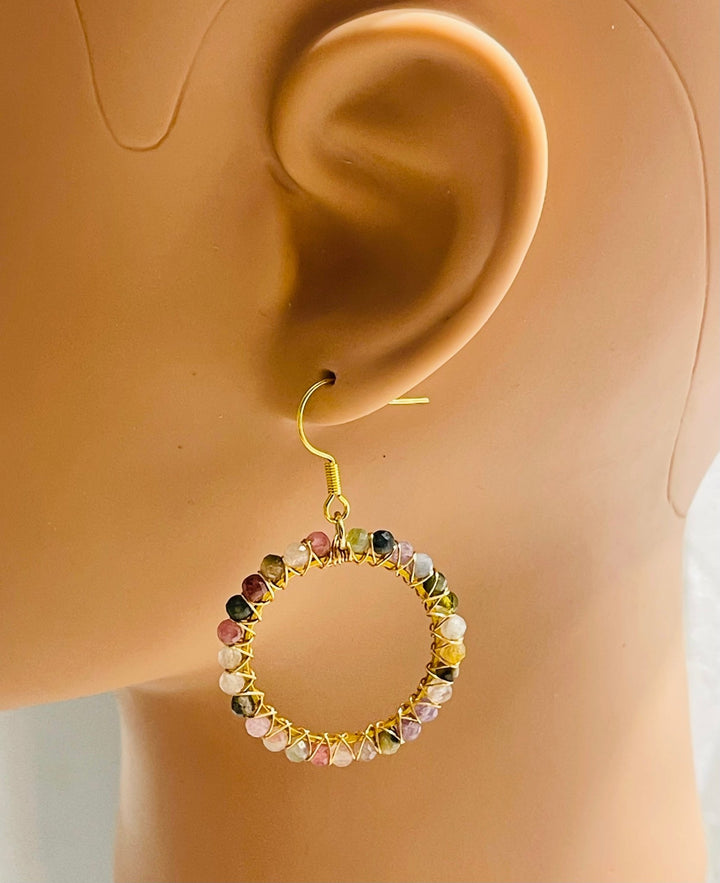 Paire de boucles d’oreilles en Tourmaline multicolore - Les bijoux de Théa