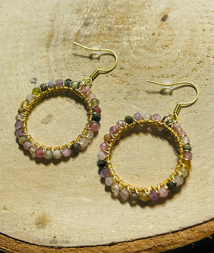Paire de boucles d’oreilles en Tourmaline multicolore - Les bijoux de Théa