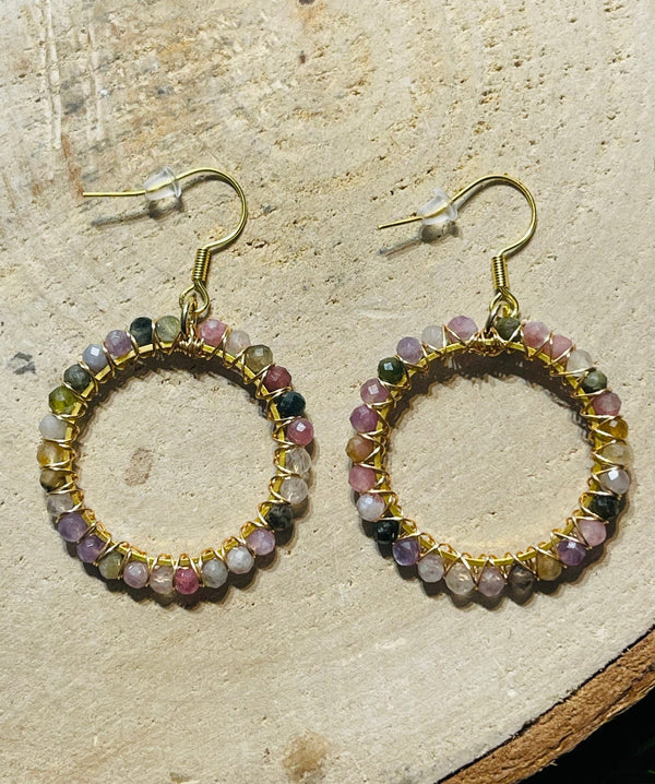 Paire de boucles d’oreilles en Tourmaline multicolore - Les bijoux de Théa