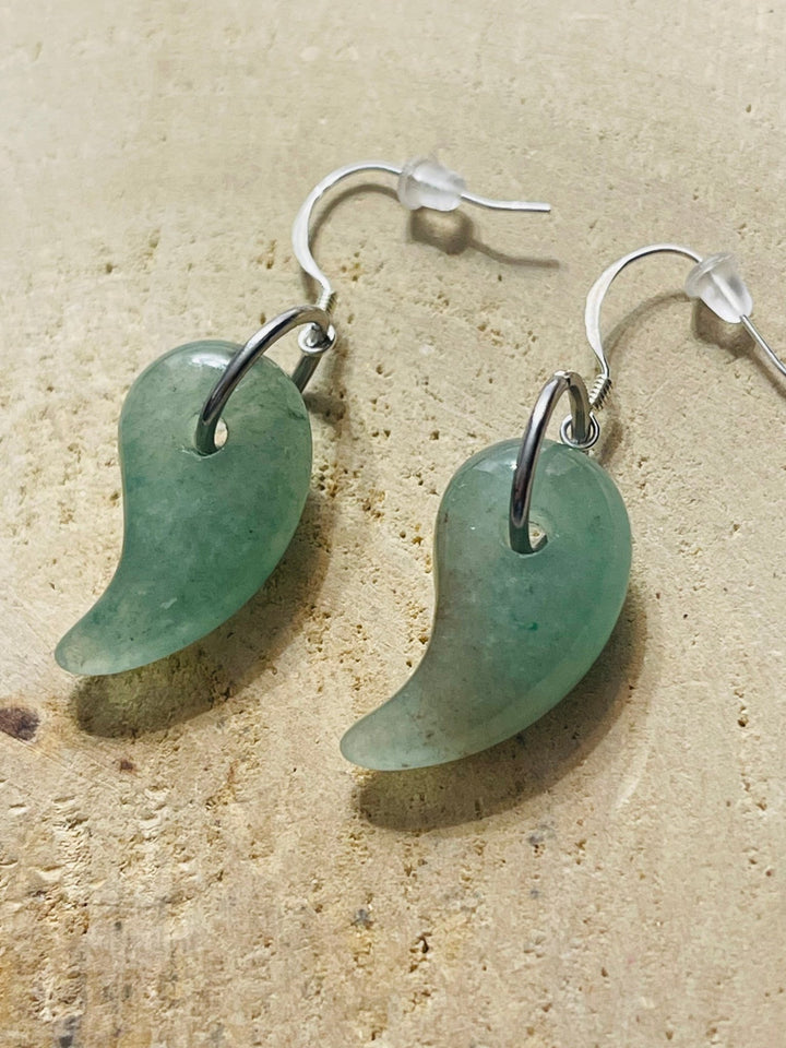 Paire de Boucles d’oreilles Magatama en Aventurine verte et Argent 925 - Les bijoux de Théa