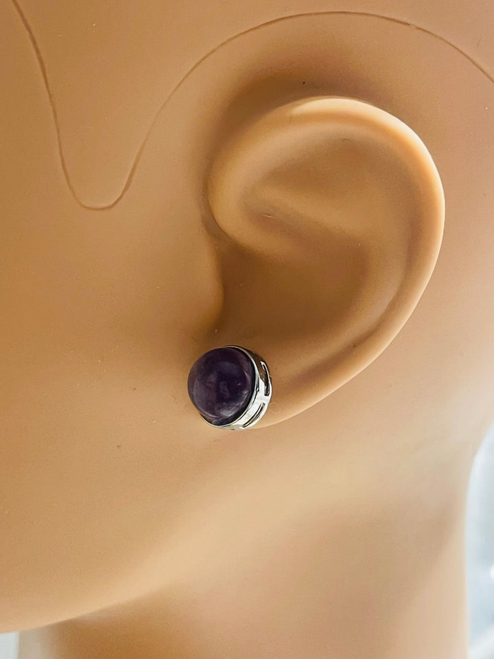 Paire de boucles d’oreilles ronde en Améthyste - Les bijoux de Théa