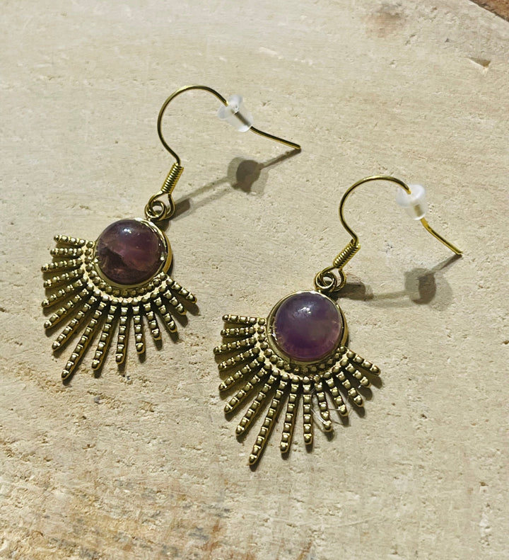 Paire de boucles d’oreilles Soleil en Améthyste - Les bijoux de Théa