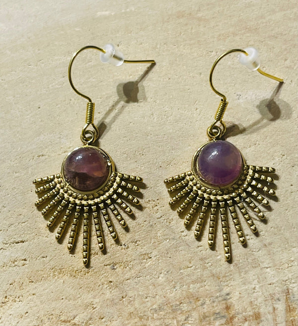 Paire de boucles d’oreilles Soleil en Améthyste - Les bijoux de Théa