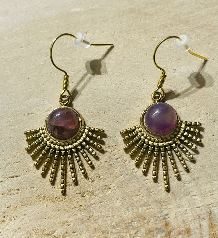 Paire de boucles d’oreilles Soleil en Améthyste - Les bijoux de Théa