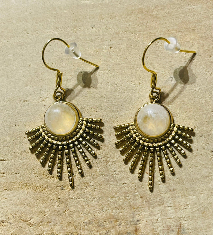 Paire de boucles d’oreilles Soleil en Cristal de roche - Les bijoux de Théa