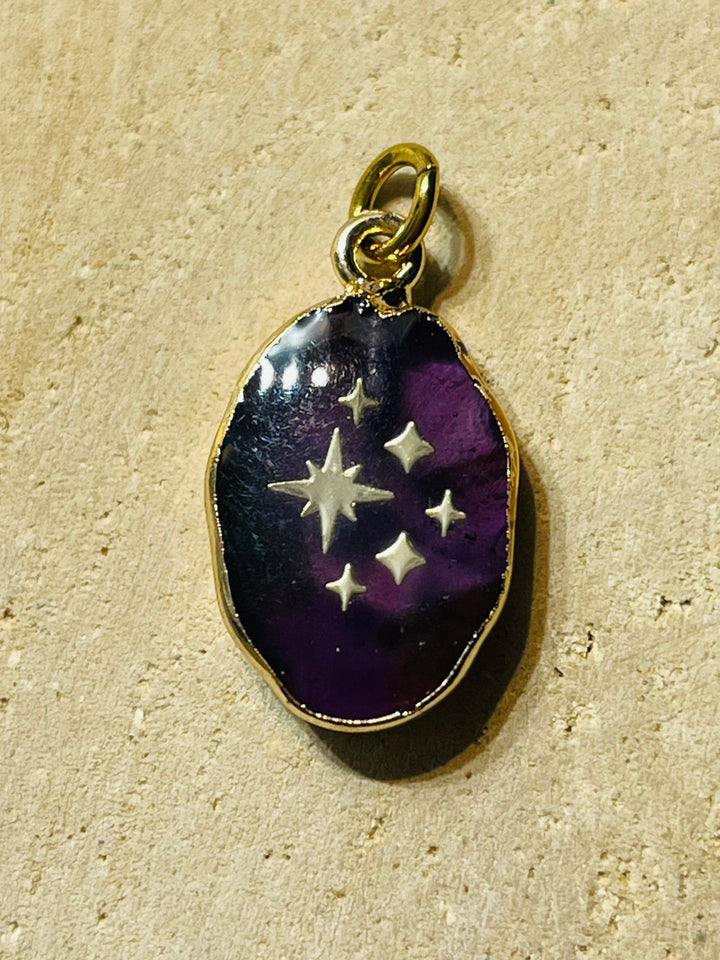 Pendentif Amethyste étoiles dorées - Les bijoux de Théa