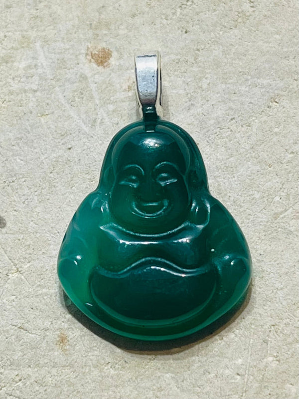 Pendentif Bouddha en Onyx vert - Les bijoux de Théa