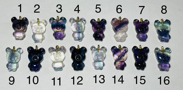 Pendentif / Breloque serti d’une Fluorite en forme de Panda / Ourson - Les bijoux de Théa