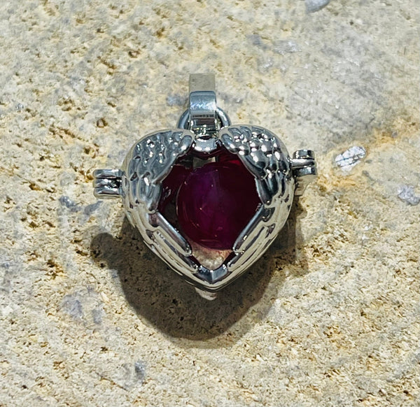 Pendentif cage Ailes coeur pour pierre naturelle - Les bijoux de Théa