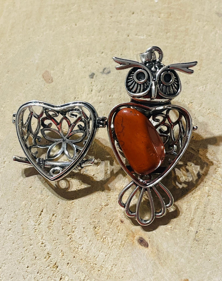 Pendentif cage hibou pour pierre naturelle - Les bijoux de Théa