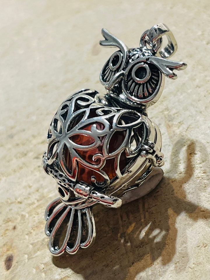 Pendentif cage hibou pour pierre naturelle - Les bijoux de Théa
