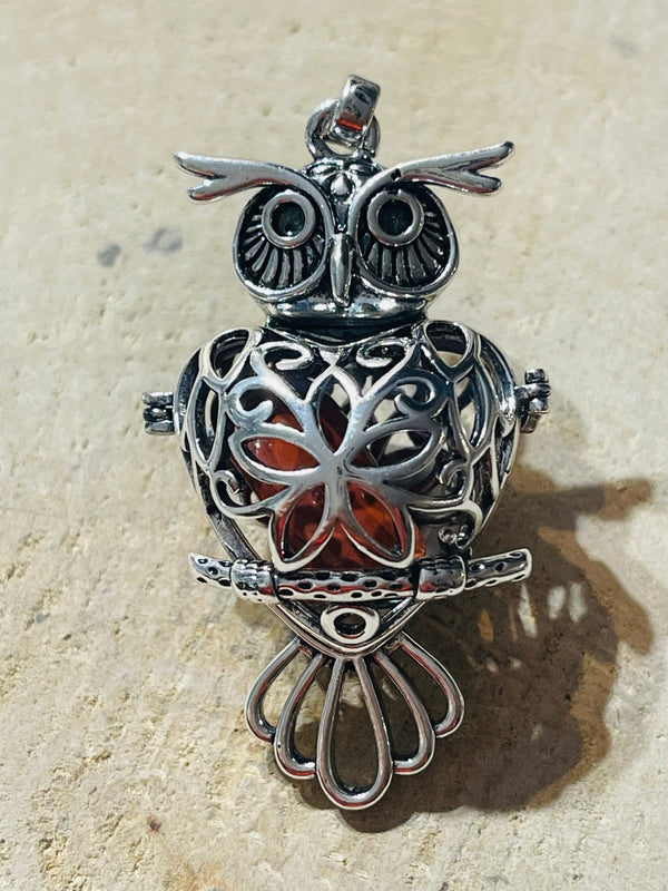 Pendentif cage hibou pour pierre naturelle - Les bijoux de Théa