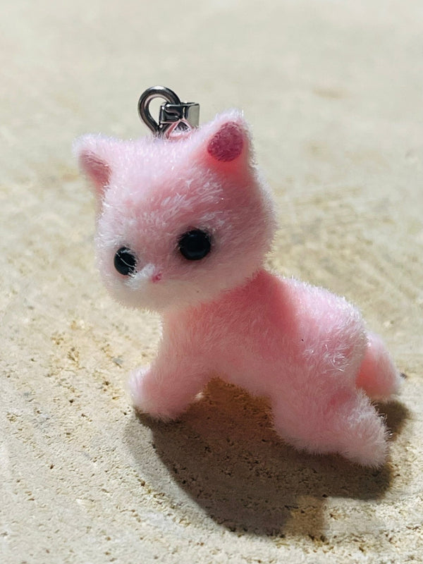 Pendentif Chat feutrine rose - Les bijoux de Théa