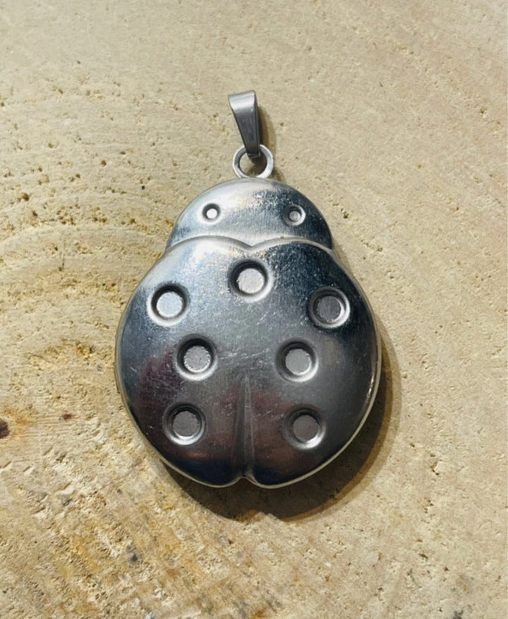Pendentif double porte photo en forme de coccinelle - Les bijoux de Théa