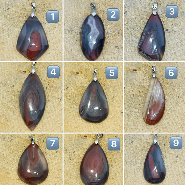 Pendentif en Agate de Botswana rouge au choix (2) - Les bijoux de Théa