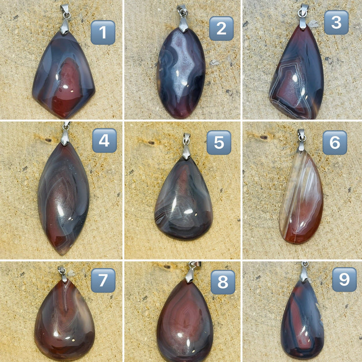 Pendentif en Agate de Botswana rouge au choix (2) - Les bijoux de Théa