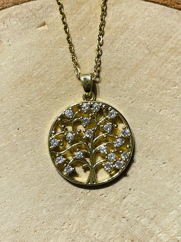 Pendentif en arbre de vie et diamants Cz - Les bijoux de Théa