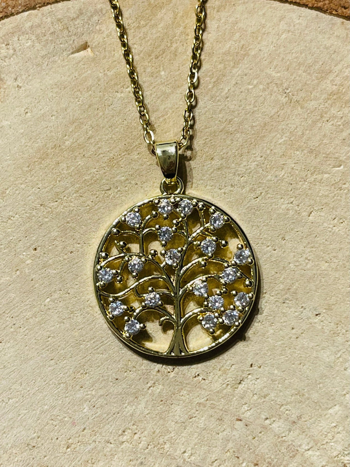 Pendentif en arbre de vie et diamants Cz - Les bijoux de Théa