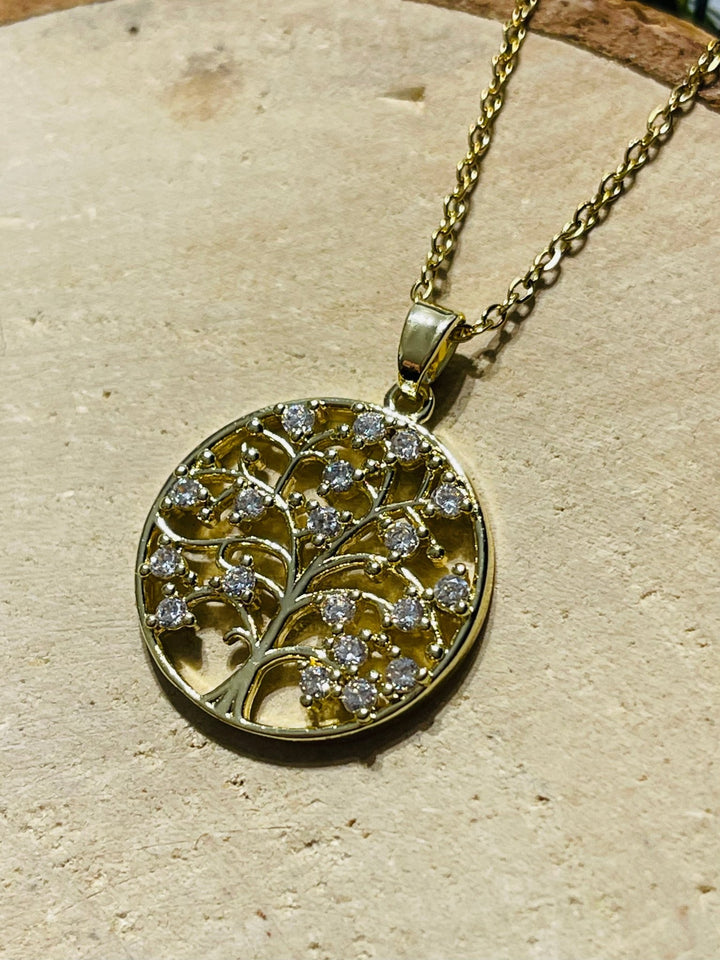 Pendentif en arbre de vie et diamants Cz - Les bijoux de Théa