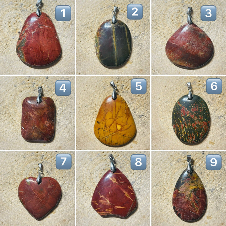 Pendentif en Jaspe Picasso au choix - Les bijoux de Théa